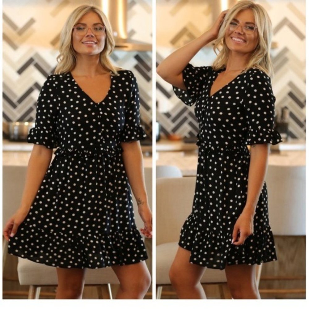 Angie Polka Dot Black Dress
